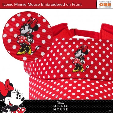 Concept One Disney's Minnie Mouse Polka Dot Women's Adjustable Sun Visor Red One Size - B2HIB4X5J