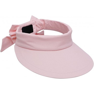 Livingston Women's Packable Wide Brim SPF 50+ UV Protection Sun Visor Hat w Bow - B54B2YB0R