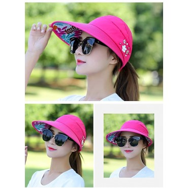 Orita New Women's Large Big Brim Anti-UV Beach Hat Foldable Summer Wide Brim Sunscreen UV Protection Visor Cap Sun Hat - B4LDEI0LK
