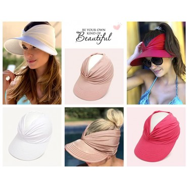 Sun Hat Women Sun Beach Visor Cap UV Protection with Wide Brim for Sports Beach Golf Hiking - B5OC8J8XP