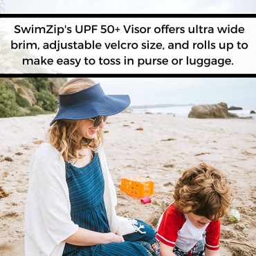 SwimZip Women's Wide Brim Sun Visor UPF 50+ Sun Protection - B81RUM687