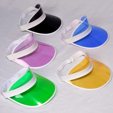 Topbuti 6 Pack Plastic Sun Visor Hats Cap UV Protection Sports Caps Clear Tennis Sunhat for Women Men Beach Outdoor Activity - BVOORP1Y1