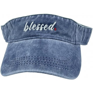 Waldeal Embroidered Blessed Faith Sun Visors for Women Summer UV Protection Sports Visor Hat for Golf Tennis Beach - BUMBNZ1W5
