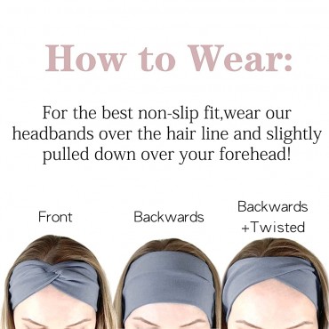 12 Pack Headbands for Women Non Slip Elastic Hair Bands Yoga Workout Running Sport Sweat Hair Wrap for Girls - B7QD1GLQO