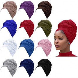 12 Pieces Stretch Jersey Head Wrap Extra Long Ultra Soft Scarf Urban Headwraps Hair Scarf African Head Wrap Solid Color Breathable Headwear Lightweight Head Band Tie for Women - B2B8GZ0WA