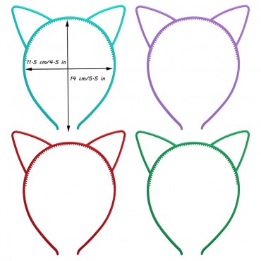 24 Cat Ear Headbands Plastic Hairbands Hair Hoops Party Costume Daily Decorations Party Bunny Cat Bow Headwear Cats Accessories for Women Girls Daily Wearing and Party Decoration - BQU9Z8TLC