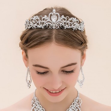 5 Pack Silver Crystal Tiara Crowns For Women Girls Princess Elegant Crown with Combs Women's Headbands Bridal Wedding Prom Birthday Party Headbands for Women - BE5FFMJTA