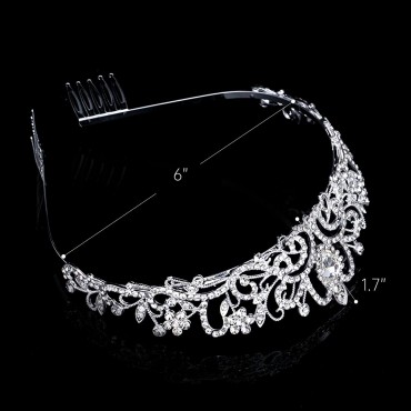 5 Pack Silver Crystal Tiara Crowns For Women Girls Princess Elegant Crown with Combs Women's Headbands Bridal Wedding Prom Birthday Party Headbands for Women - BE5FFMJTA