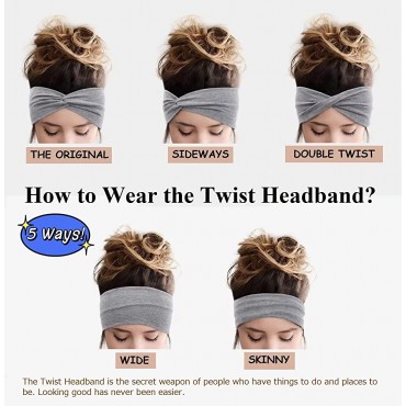 AKTVSHOW Headbands for Women's Hair Wide Soft Elastic Hair Bands Twisted Non Slip Turban Headwraps for Teen Girls Womens Headbands Fashion Hair Accessories 12PCS - BMLGU0654