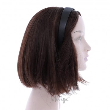 Black 1 Inch Wide Leather Like Headband Solid Hair band for Women and Girls - B2F00MRE9