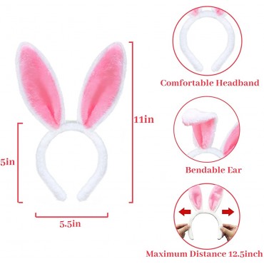 Camlinbo 6 Pack LED Easter Plush Bunny Ears Headbands,3 Modes Light Up Fluffy Pink Rabbit Ear Hairband Bunny Cosplay Costume Accessories for Kids Adults Women Girls Easter Basket Stuffers Party Favors - BOE5DLWEY