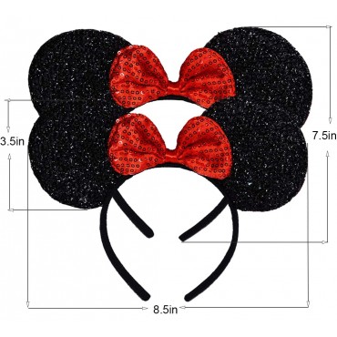 FANYITY 2 Pcs Mouse Ears Headband Hairs Accessories for Children Mom Baby Boys Girls Birthday Party or CelebrationsRed - BDQFLNULA