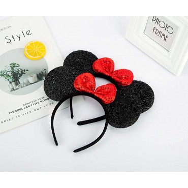 FANYITY 2 Pcs Mouse Ears Headband Hairs Accessories for Children Mom Baby Boys Girls Birthday Party or CelebrationsRed - BDQFLNULA