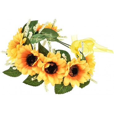 Floral Fall Sunflower Halo Wedding Crown Flower Girls Headband Birthday Party Headpiece FL-18 - B2F0CXTKU