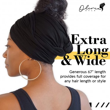 Head Wraps for Women African Hair Scarf Jersey Long Soft & Breathable Turban Tie Headwrap for Natural Hair - BOE4OKBEU