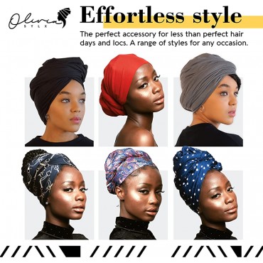 Head Wraps for Women African Hair Scarf Jersey Long Soft & Breathable Turban Tie Headwrap for Natural Hair - BOE4OKBEU