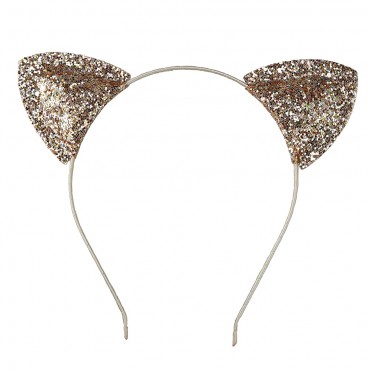 Lee Design Glitter Cat Ears Headband Cute Cat Ears Hair Bands 3D Puffy Ears Makeup Cat Ears for Daily Wearing and Party Decorations One Size Golden color Multicolor Medium - B0S2PXXDB