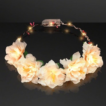 Light Up Flower Crown Headband for Festivals with Warm White LED Lights for Weddings and Festivals - B5VEWMAH5