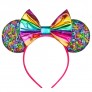 Mouse Ears Headbands Shiny Bows Mouse Ears Glitter Party Princess Decoration Cosplay Costume for Baby Kids Girls & Women Magic rainbow-1 - BSAM22Z44