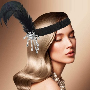 Tongcloud 12pcs 1920s Flapper Headband Costume Flapper Headpiece for Women Feather Headband for Gatsby Theme Party - BQ7XHKB6R