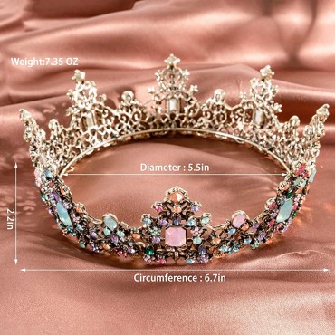 Vintage Baroque Princess Crown Girl Tiaras and Crowns for Women Girl Queen Round birthday Crown Costume Party Hair Accessories for Wedding Birthday Pageant Cosplay Party Colorful Crown - BY5XN1AA3
