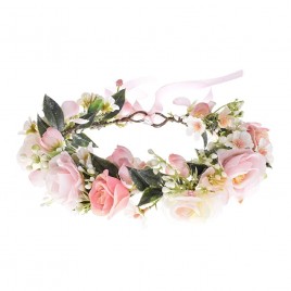Vividsun Flower Crown Floral Wreath Headband Floral Crown Wedding Festivals Photo Props Headpiece pink - BXKWPV83O