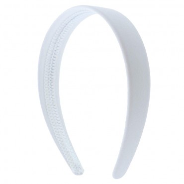 White 1 Inch Wide Leather Like Headband Solid Hair band for Women and Girls - BDYNZDOM6