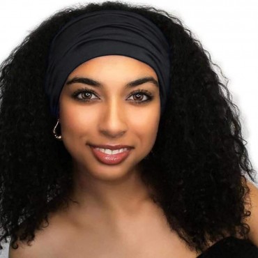 Woeoe African Headbands Knotted Hairbands Black Yoga Sport Head Wraps Wide Elastic Head Scarf for Women and Girls Pack of 4 - B6K6C99OD