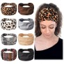 Women Headbands African Boho Wide Turbans Black Elastic Knotted Head Wrap Leopard Large Sport Workout Hair Band 8 PCS - B07ATS2WS