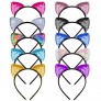 WXJ13 10 Pieces Cat Ears Headbands Reversible Sequins Headbands Hair Accessories for Girls and Women - B0FRR2R7Y