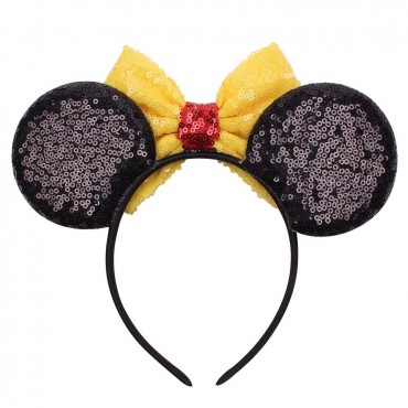 YanJie Mouse Ears Bow Headbands Glitter Party Yellow Princess Decoration Cosplay Costume for Girls & Women Yellow-Mickey - BQ1Y27GEV