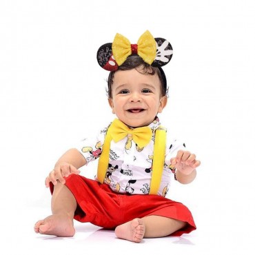 YanJie Mouse Ears Bow Headbands Glitter Party Yellow Princess Decoration Cosplay Costume for Girls & Women Yellow-Mickey - BQ1Y27GEV