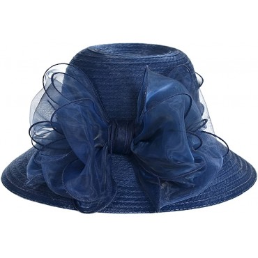 Ascot Kentucky Derby Bowler Church Cloche Hat Bowknot Organza Bridal Dress Cap S051 - B976VUN3W