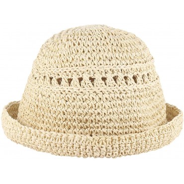 boderier Women's Raffia Straw Bucket Sun Hat Packable Hand-Woven Floppy Brim Summer Hat Beach Accessories - B45Q9I4HL