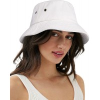 Bucket Hat for Women Men Canvas Washed Cotton Trendy Distressed Womens Summer Beach Sun Hats with Detachable Strings - B5AHV3DH3