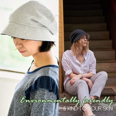 CHARM Women Cotton Sun Hat Organic Summer Bucket Reversible Chemo Cap Foldable - BK5D4J6Y3