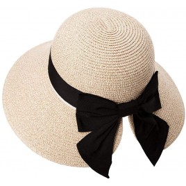 Comhats Womens Floppy Summer Sun Beach Straw Hat UPF50 Foldable Wide Brim 55-60cm - BIFK1U22L