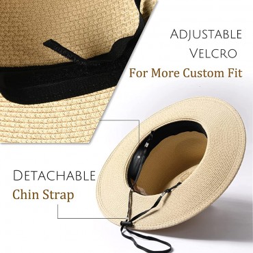 FURTALK Panama Hat Sun Hats for Women Men Wide Brim Fedora Straw Beach Hat UV UPF 50 - BOCMFQ8TF