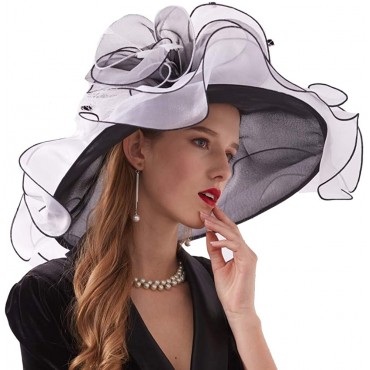 Go Mai Women Kentucky Derby Hat Organza Hats Two Wear Ways,Hat Flower Can Be Used As a Headwear - BTDPTBR7Z