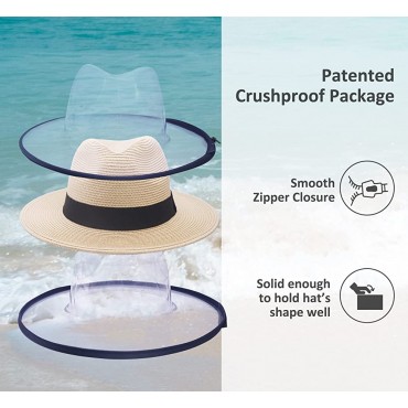 Joywant Womens Straw Fedora Beach Sun Hat Packable Wide Brim Panama Hat for Women UV UPF50+ Summer Hat-Abby - B4NCPKJGN
