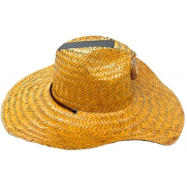 Kool Breeze Solar Hat Plain Gentlemen's Brown Wide Brim Protection Ventilated Solar Fan Operated - B1CQUXCD4
