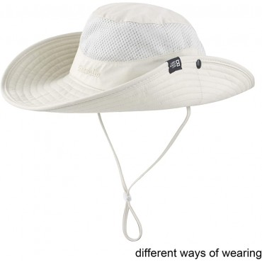 Mukeyo Womens Ponytail Sun Hat Summer Wide Brim Outdoor UV Protection Mesh Bucket Cap for Beach Fishing Gardening - BKNH65BKX
