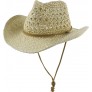 Muryobao Womens Summer Straw Hat Wide Brim Outdoor UV Protection Foldable Cowboy Sun Hat Fedora Beach Cap - BE5D746EI