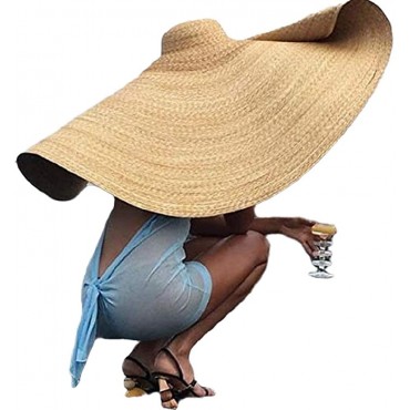 NARFIRE Women's Sunshade Straw Hat Oversized Eaves Sun Hat Outdoor Summer Sunscreen Dome Beach Hat - BJ0E4OAOI