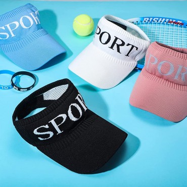 Women Knitted Sun Sports Visor Hat Elastic Quick Drying Wide Brim Sun Protection Hat for Golf Riding Beach Hiking - BCKQA251Z