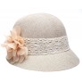 Women's Gatsby Linen Cloche Hat with Lace Band and Flower - BZ85EGUWY