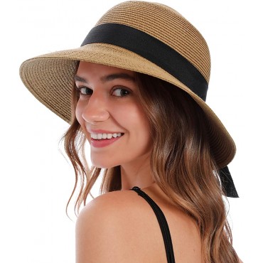 Women's Sun Hats UV Protection Large Wide Brim Hat Women Packable Sun Hat for Women Straw Hats - B4ISN14T1