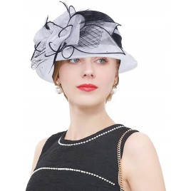 Women's Two-Tone Bowler Cloche Hat for Kentucky Derby Day Church Wedding Party Formal Occasion - BKQUJ3L0O