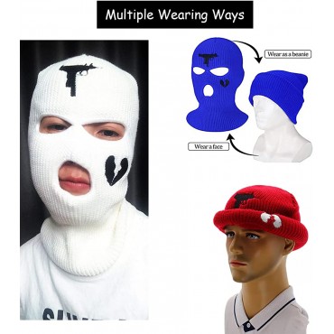 2PCS 3-Holes Ski Mask Balaclava Knitted Full Face Cover Cycling Winter Warm Mask Outdoor Sports for Men Women - BI78B8HY4