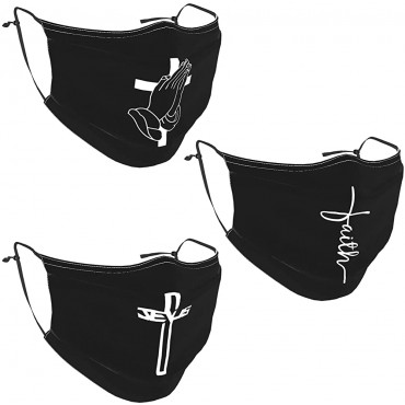 3 PCS Christian Face Mask for Men Women Cloth Faith Religious Cross Jesus Masks Washable Catholic Balaclava with 6 Filters - BWPEXDPKB